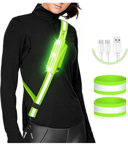 Bracelet Lumineux LED Réfléchissant ELANOX - Pour Vélo, Jogging, Sécurité Nocturne - Léger, étanche, 2 Modes Lumineux