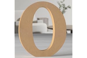 MeteoraPrime Lettres en Bois de Couleur Originale 30 cm Lettres en Bois Non Finies pour Décoration Murale Lettres Décoratives Debout Lettres Originale en Blocs pour Décoration Murale (O)