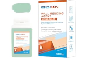 Wall Mending Agent with Roller 100g, Endhokn Wall Repair Kit Waterproof, Quick Drying Wall Repair Paste, Graffiti, Scratches, Stains, Cracks, Peeling, Wall Repair Agent Kit (Green)