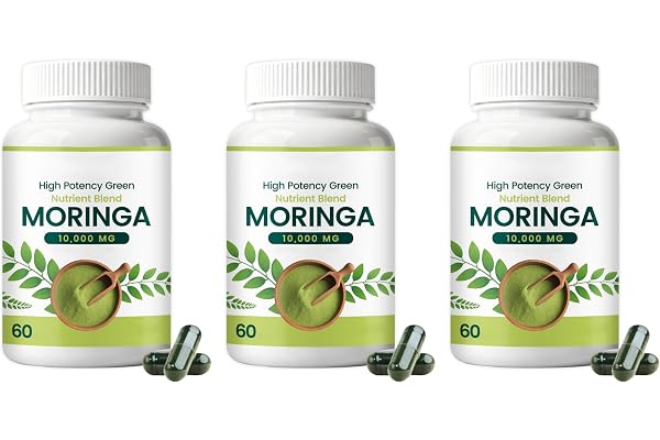 Moringa bladextrakt 1000mg - grönt rent ekologiskt (60 antal) | Pure Moringa Leaf Powder ，Single Origin, Energy & Immune Support - för alla