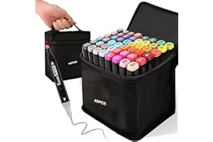 ‎KEBUYE Kebuye Alkohol Marker, 48 Farben Alcohol Marker, Alkohol Permanenter Marker Set Twin Tip Marker Stifte FüR Lesezeichen, Manga, Design, Malerei, Zeichnung