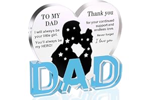 GRELAE Fathers Day Dad Gifts - Acrylic Heart Plaque Gifts for Dad 3.9 × 3.7 × 0.4inch, Dad Birthday Gifts from Daughter, Son, Father of The Bride Gifts, Daddy Gifts, Dads Birthday Gifts, Best Dad Gifts