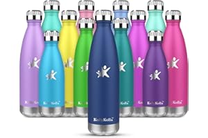‎KOLLYKOLLA KollyKolla Thermosflasche,Trinkflasche Edelstahl 350ml, 500ml, 650ml,750ml-Auslaufsicher Thermoskanne, BPA-Frei Wasserflasche für Kinder, Sprudel, Sport, Uni, Schule, Fitness, Outdoor, Camping