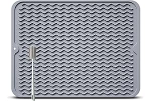 Bibykivn Silikonowa mata ociekowa do naczyń, 50 x 40 cm, nie zawiera BPA, odporna na wysokie temperatury, antypoślizgowa, z gąbką, szczotka do czyszczenia