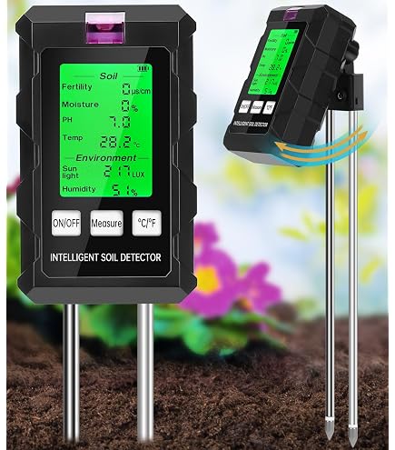 DollaTek Misuratore Terreno 6 In 1 – PH, Umidità, Temperatura, Fertilità, Luce E Umidità Ambientale Con Display HD