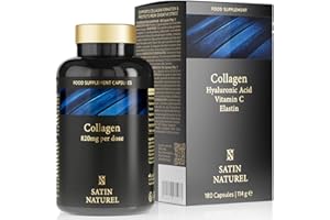 ‎SATINNATUREL Satin Naturel Kollagen Komplex mit Hyaluronsäure, Vitamin C & Spirulina – Hochdosierte Kollagen Kapseln mit Elastin – 180 vegane Kapseln – Ohne Zusatzstoffe – Made in Germany