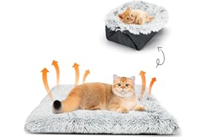 Nobleza Cat Bed, 2 in 1 Cats Beds for Indoor Cats, Foldable Kitten Nest Cat Cushion, Fluffy Pet Kitten Beds for Indoor Kittens, Pet Bed Mat for Small Dogs Puppy Kitty 60x50cm Grey