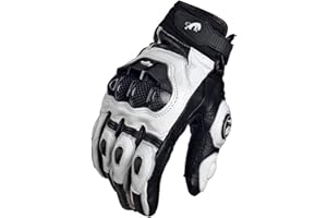 YOBAIH matago Gants de Moto Noir Racing Route Cuir Moto Racing Team Blanc Gants Hommes d'été d'hiver Gant Moto Homologué Homme (Color : Leather White, Size : L)
