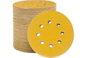 STEBRUAM 100 Pezzi Dischi Abrasivi da 125 mm Fogli di Sabbia a Disco 150 Graniglie Carte Abrasive 8 Fori Levigatura Carta Vetrata Smerigliatrice a Grana Grossa Cuscinetti per Levigatrice Orbitali