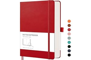 ‎RETTACY RETTACY Notizbuch A5 Gepunktetes- Bullet Dot Grid Journal mit 320 nummerierten Seiten, 1 Rücktasche und hochwertigem Hardcover für Künstler Schreiben/Zeichnen, 14,5 x 21 cm - Rot