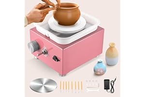 AOMDOM Torno Alfarero, Torno Ceramica Eléctrico de 2000 RPM para la Enseñanza Escolar y Talleres de Bricolaje y Aficionados a la Cerámica con Placas de 10/6,5 cm y Herramienta de Modelado Kit