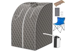 RELAX4LIFE Mini Sauna de Vapor 3L con Temporizador 15-90min y Temperatura Ajustable en 9 Niveles, Sauna Portátil 1000 W con Mando a Distancia y Múltiples Accesorios (Gris)