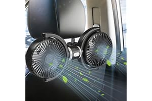 AriKroii Ventilateur de voiture USB, Ventilateur de Voiture 12 V à Double Tête，pivotant à 360°, puissant à 3 vitesses, ventilateur de refroidissement à circulation d'air