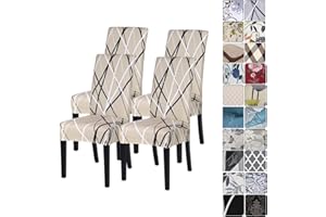 papasgix Coprisedie con Schienale Elasticizzato,4 PCS Fodere Sedia Universale per Sala da Pranzo Lavabile Estraibile,Copertura della Sedia per Soggiorno Cucina Hotel Ristorante Partito Vacanza,Beige