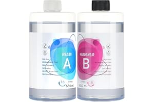 SHIIYYU 1300 ml Epoxy Resin Set, Epoxy Resin with Hardness, Clear Self-Levelling Bubble-Free Epoxy Resin, 1:1 Mixture Epoxy Resin with Hardener for Jewellery, Shapes, Home Decor, Coasters, Ornaments