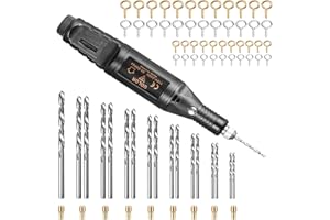 UOLOR 228 Pièces Kit de Perceuse à Main Filaire Electrique, Perceuse Manuelle Pin Vise avec 17 Pcs Forets Hélicoïdaux (0,8 à 3,0mm) et 200 Pcs Vis à Œil pour Bois Bijoux Résine Plastique Bricolage Forage