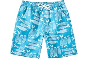 BeLikeFish Short de Bain garçon 5-14 Ans | Séchage Rapide, Taille Ajustable, Style Estival