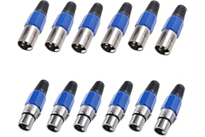Taicols 12 Stück 3 polige XLR Männliche/Weibliche Anschlüsse, XLR-Stecker und Buchsen für DMX-Signalkabel oder Audio-Mikrofon, Nicked Plated Adapter, Kabelverbinder mit Zugentlastung
