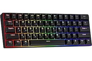 NEWMEN GM610 Wireless Mechanical Keyboard,60% USB C Wired/Bluetooth/2.4Ghz RGB Backlit Compact Hot Swappable Keyboard,White Anti-Ghosting PC Mac Windows Android Gaming Keyboard (Black/Red switch)