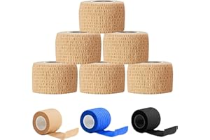 HTRTRR 6 Rolls Skin Colour Cohesive Bandage Wrap – 4.5M x 2.5CM Slim Self-Adhesive First Aid Tape for Fingers, Toes, Minor Injuries, Travel, DIY & Pet Care – Tearable, Latex-Free, Breathable Tape