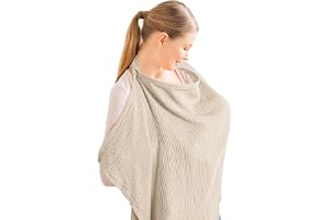 Konssy Muslin amningsskydd för baby amning, andningsbart 100 % bomull amningsöverdrag med styv ring för mamma amningsförkläde