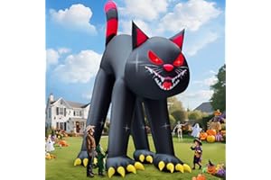 Kalolary 20FT Halloween Aufblasbare Außendekorationen, Riesige Schwarze Katze zum Aufblasen mit LED-Lichtern Gruselige aufblasbare Dekoration für Partys, Garten, Rasen Außenbereiche (Schwarze Katze)