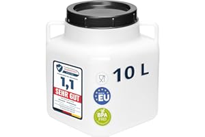 Garronda 10 litros Barril Cuadrado BPA-Libre y Barril para Piensos Boca Ancha Depósito de Agua con Tapa para Sauerkraut y Salmuera para Carne tonel para Agua de Lluvia GD-0088, Blanco