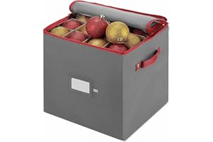 ARKCAMP Christmas Bauble Storage Box With Dividers 4 Layers 64 Compartment Christmas Decoration Storage Box Removable Lid for Delicate Christmas Decorations Baubles Xmas Ornament Storage Container Grey