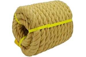 Jalunth Cuerda Rollo de Yute Gruesa Natural Cuerda Cáñamo Sisal para Jardín Colgar Fotos Rascador Gatos Manualidades Floristería Decoración Barcos Bricolaje 6.5 14 20 26 32 39 51mm/15 30m Marrón