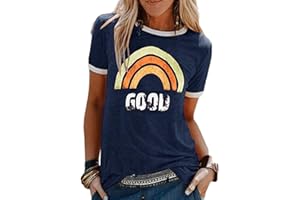 heekpek Koszulka damska z krótkim rękawem, okrągły dekolt, elegancki, luźny, luźny, luźny top, krótki rękaw, duży rozmiar, lato, luźne topy damskie