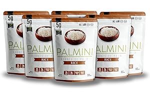 PALMINI Riz - Cœurs de palmier – Vegan | Sans OGM – Faible en calories – Faible en glucides – Keto – Sans Sucre – Casher – 338g | (Pack de 6)