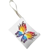 Unisex Renkli Kelebek Desenli Portf&ouml;y Clutch &Ccedil;anta