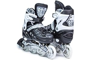 Scale Sports - Adjustuble Roller Skates with light up wheels for children and adults - Kids Inline Roller boots for toddler, Rollers for girls, boys, professional and beginner.