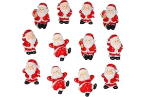 Housoutil 12 piezas mini adornos de Navidad de Santa Claus adornos en miniatura, resina de Papá Noel figuras micro paisaje para bricolaje casa de muñecas jardín decoración de escritorio