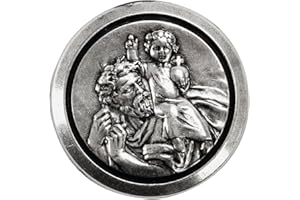 Cadox - Saint-Christophe - Médaille adhésive Métallique - Protège les Conducteurs - Saint Patron des Automobilistes et des Voyageurs - Diamètre de 3,2 mm