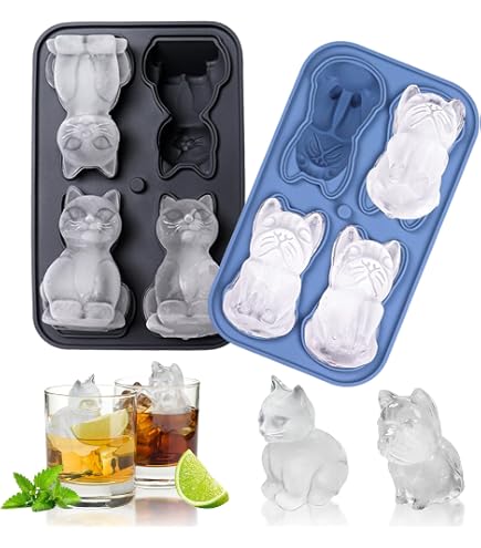 Eiswürfelform „Bulldogge“ Aus Silikon – 4 Fächer, BPA-frei, Mit Trichter & Deckel, Für Cocktails & Mehr