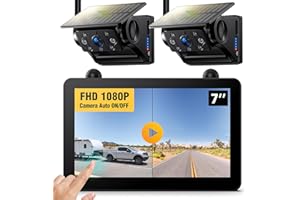 ERAPTA Magnetic Solar Wireless RV Backup Camera, 1080P 7" Touchscreen IPS Monitor & 2 Auto On Off Rear View Cameras, 1 Min DIY Installation, Back up Camera for Trailer Truck