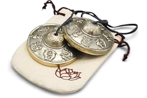 KLANGSCHALEN-CENTER Handgeschmiedete Zimbeln mit gravierten Symbolen in Aufbewahrungsbeutel (natur)