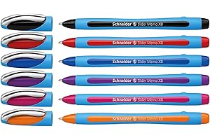 ‎SCHNEIDER Schneider 150296 Slider Memo XB Kugelschreiber (mit Kappe, Strichstärke: XB) 6er Etui sortiert