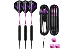 SANFENG Flechette Pointe Plastique 18/20 grammes, 3 Fléchettes avec 6 Ailettes et 30/50 Pointes 50 Joints Toriques en Caoutchouc, Set de Flechettes à Pointe Souple pour Cible de Flechette Electronique