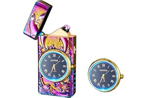 RSBYE Encendedor Eléctrico Delfín con Reloj, Encendedor de Plasma de Doble Arco, Elegante Encendedor Personalizado, Encendedor USB Recargable, Encendedor para Hombre y Mujer con Caja de Regalo (Multi)