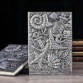 3D Kabartmalı Deniz Temalı Defter, A5 Boyut 21x15 cm, 200 Sayfa, G&uuml;m&uuml;ş Renk