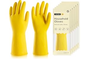 ThxToms 6 Pairs X-Large Cleaning Gloves, Reusable Natural Rubber Dish Gloves, Durable Waterproof Design for Kitchen, Bathroom & Dishwashing, Multipurpose & Comfortable To Use