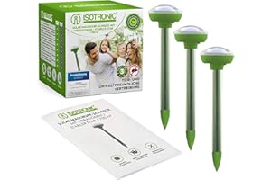 ISOTRONIC® Solar Mole Scarer, Effective Vibrasonic Deterrent against Mole, Mouse, Rat, Ant, Vole, Snake - High Frequency Outdoor Repeller - Pack of 3 Pcs.