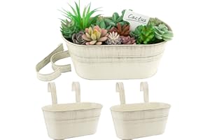BOFUNX 2 PCS Maceta de Metal Colgante con Soporte Extraíble Cubo Macetero Plantador Vintage con Gancho Doble Decoración Exterior Balcón Jardín Patio Pared Terraza para Flores y Plantas