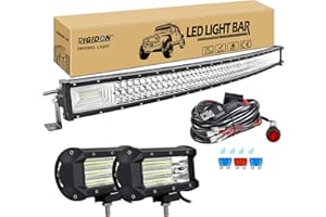 RIGIDON 42 Pollici 105cm 540W Curva Barra Led Fuoristrada Con 12V Cablaggio Kit, 2x 5 Pollici 135W Luci di Lavoro Per Auto Camion SUV ATV 4x4 Veicoli, Impermeabile 6000K Alluminio Barra Luce Led