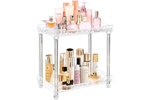 Giyiprpi 2 Tier Bathroom Counter Organizer, Clear Bathroom Countertop Organizer, Acrylic Tray Vanity Counter Organizer Shelf for Kitchen Makeup Cosmetics Perfume Skincare