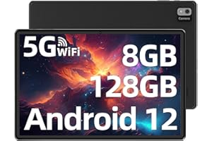 SGIN Tablette Android 12, 10.1 Pouces Tablette avec 8Go RAM 128Go ROM, MTK Octa-Core Processor, IPS HD 1280 * 800, 8MP+ 5MP Camera, BT 5.0, 5G/2.4GHz WiFi, Type-C, 6000mAh Batterie