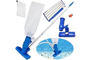 Generisch Poolsauger, Hand Poolsauger, Pool Set mit Teleskop Aluminiumstange Saugbürste Gartenschlauch-Anschluss, Netzbeuteln Sauger Vakuumsauger Venturibodensauger Reinigungsbürste Pool-Staubsauger