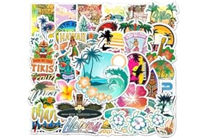 CASILER 50 Pièces Hawaii Scrapbook Autocollant Surf Autocollants Été Plage Tropicale Surf Planche De Surf Voiture Planche À Roulettes Autocollant Autocollant